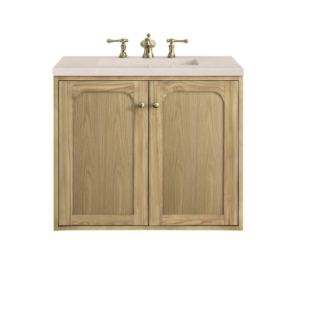 30" Single Vanity, Light Natural Oak w/ 3 CM Eternal Marfil Top. Picture 2
