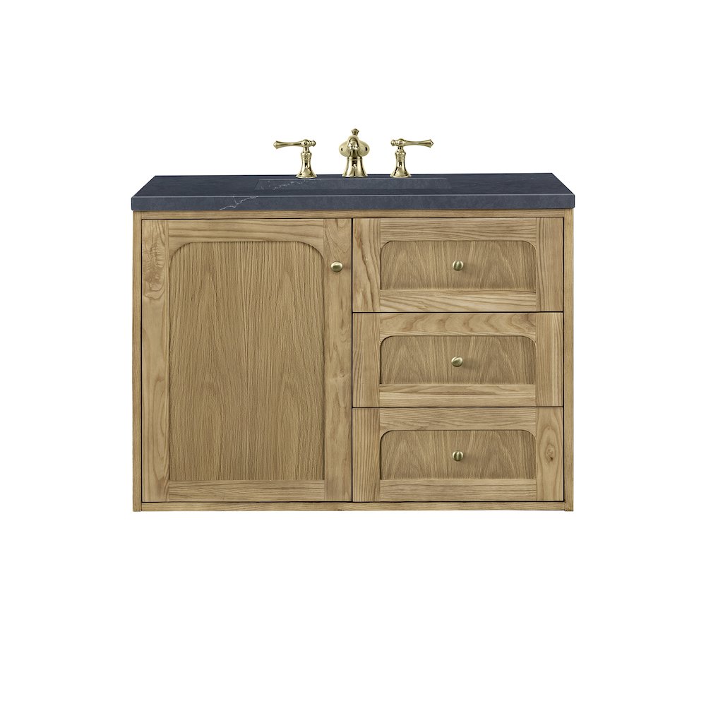 36" Single Vanity, Light Natural Oak w/ 3 CM Charcoal Soapstone Top. Picture 2
