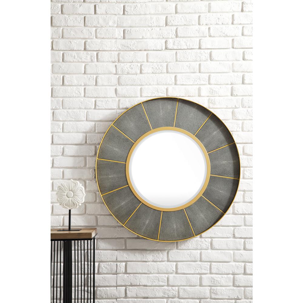 Compass 35.5" Mirror, Crimson Gold and Shagreen Platinum. Picture 2
