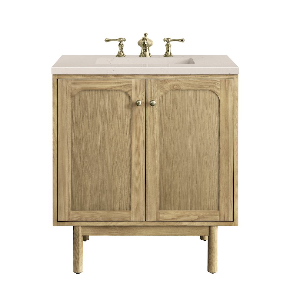 30" Single Vanity, Light Natural Oak w/ 3 CM Eternal Marfil Top. Picture 1