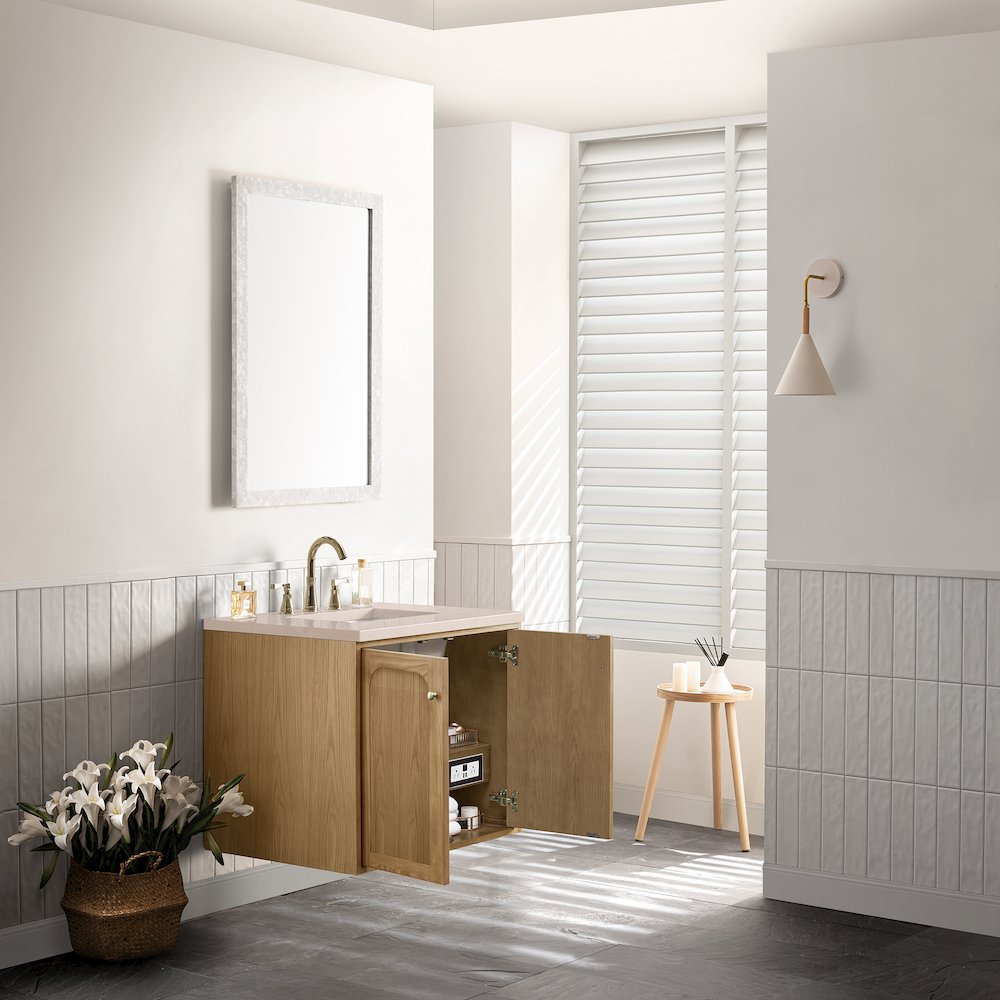 30" Single Vanity, Light Natural Oak w/ 3 CM Eternal Marfil Top. Picture 8