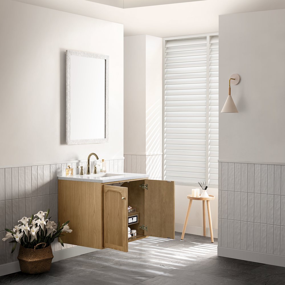 30" Single Vanity Cabinet, Light Natural Oak. Picture 5