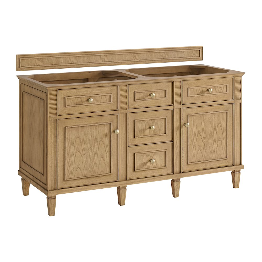 60" Double Vanity, Light Natural Oak. Picture 2