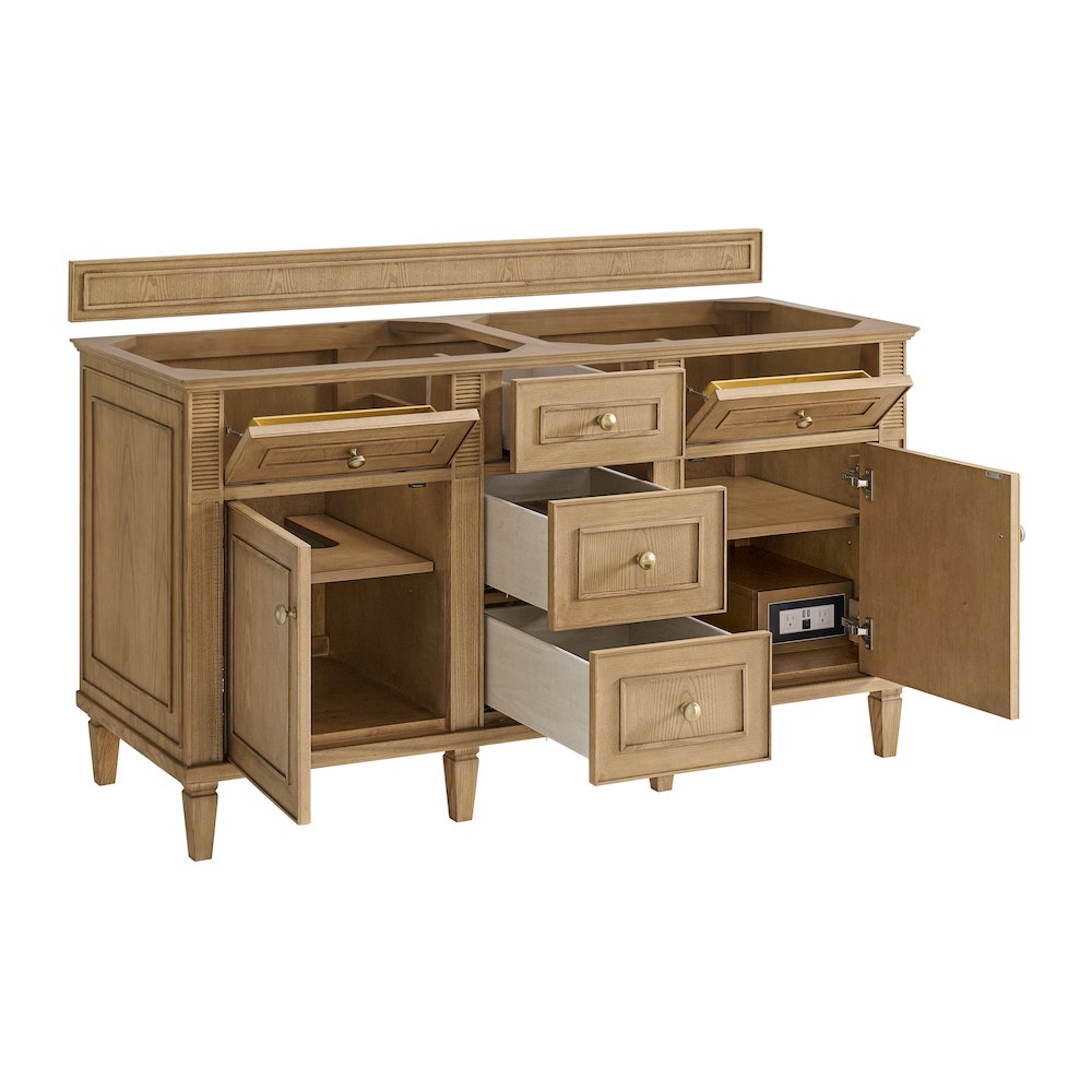 60" Double Vanity, Light Natural Oak. Picture 8