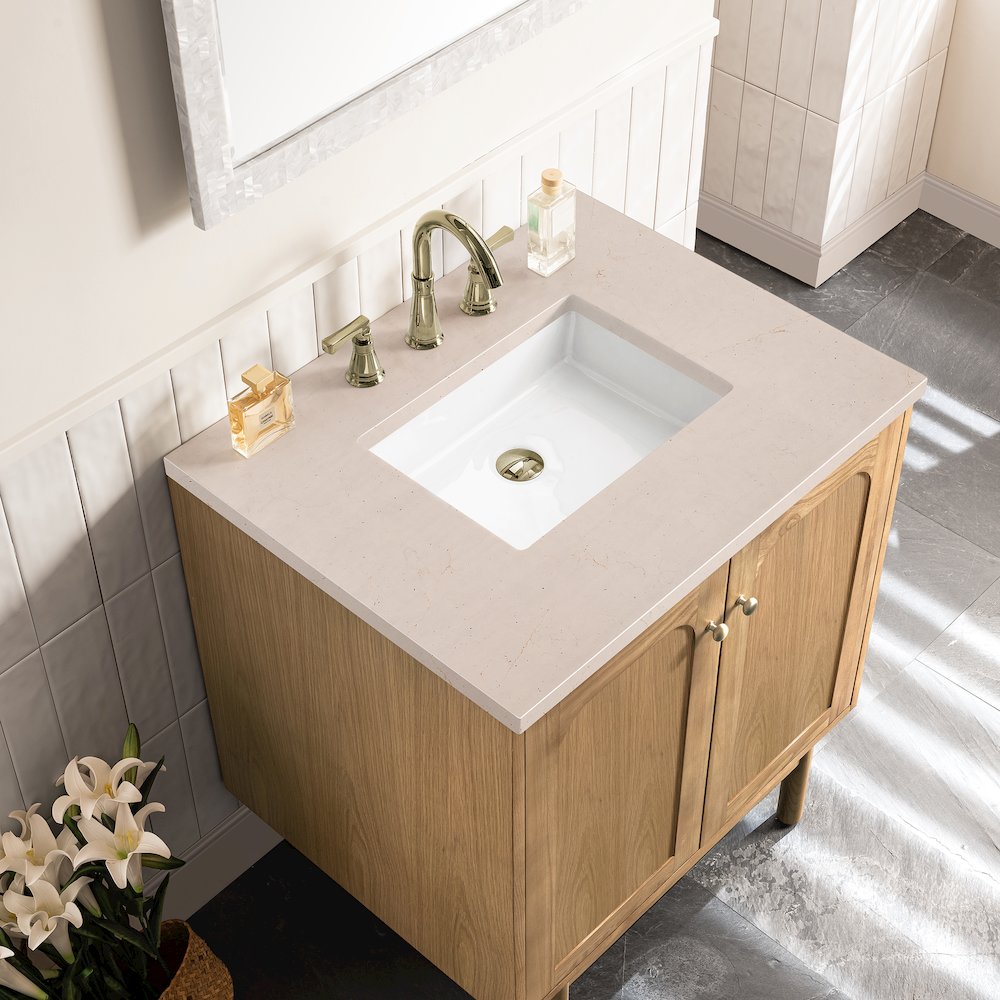 30" Single Vanity, Light Natural Oak w/ 3 CM Eternal Marfil Top. Picture 9