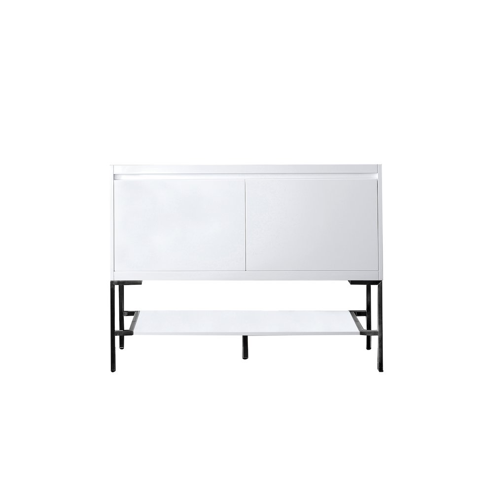 47.3" Single Vanity Cabinet, Glossy White, Matte Black Base. Picture 1