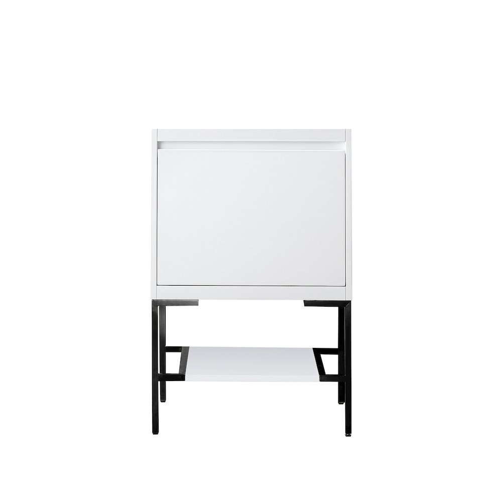 23.6" Single Vanity Cabinet, Glossy White, Matte Black Base. Picture 1