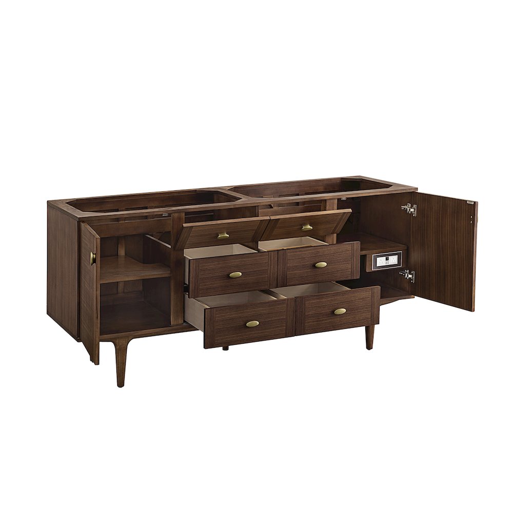 72" Double Vanity Cabinet, Mid-Century Walnut. Picture 4