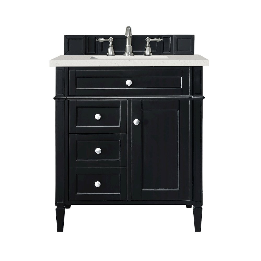 30" Single Vanity, Black Onyx, w/ 3 CM Lime Delight Quartz Top. Picture 1
