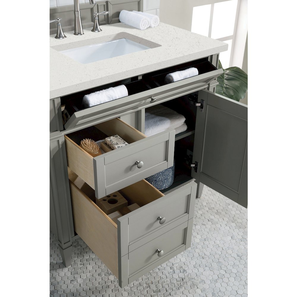 36" Single Vanity, Urban Gray w/ 3 CM Lime Delight Quartz Top. Picture 4