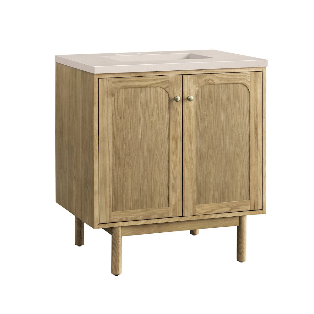 30" Single Vanity, Light Natural Oak w/ 3 CM Eternal Marfil Top. Picture 11