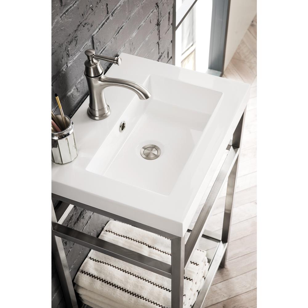 20" Stainless Steel Sink Console, Brushed Nickel Composite Countertop. Picture 4