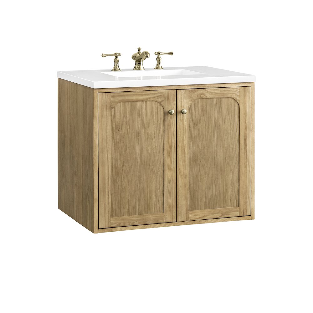 30" Single Vanity, Light Natural Oak w/ 3 CM White Zeus Top. Picture 17