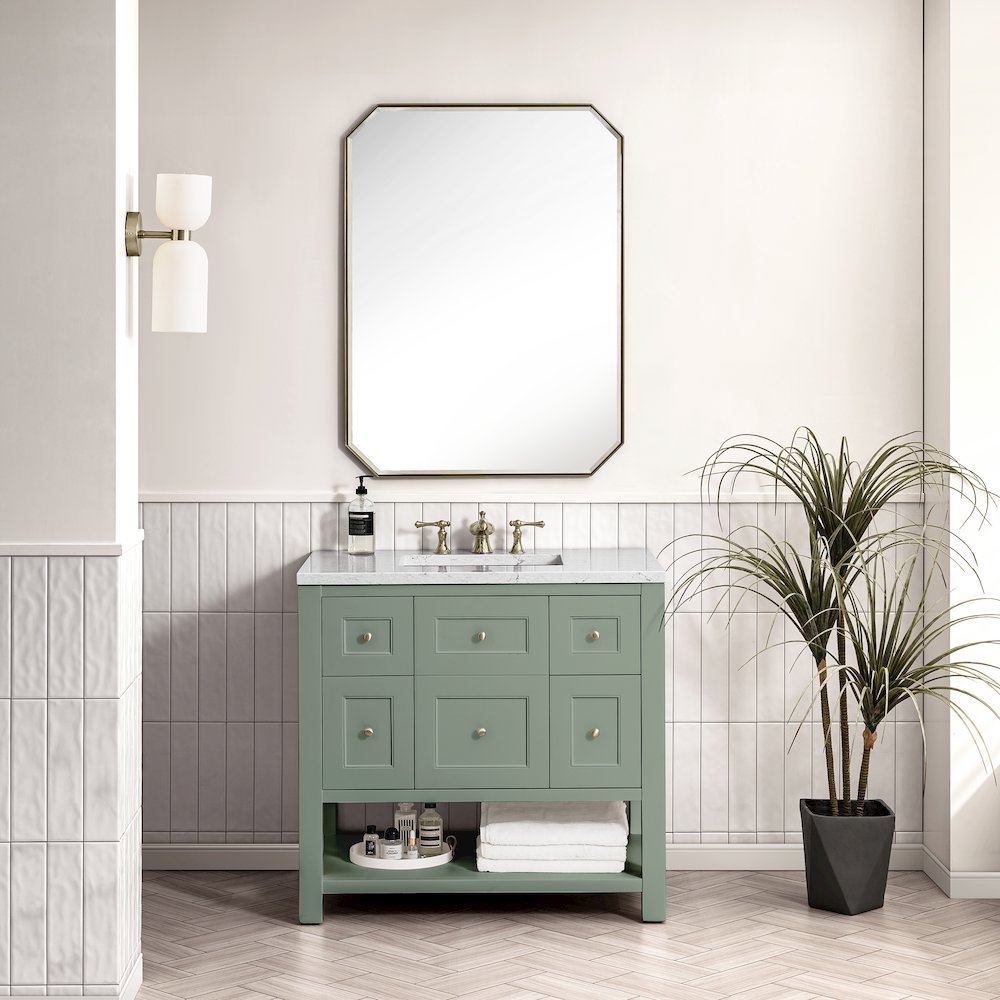 36" Single Vanity Cabinet, Smokey Celadon. Picture 2