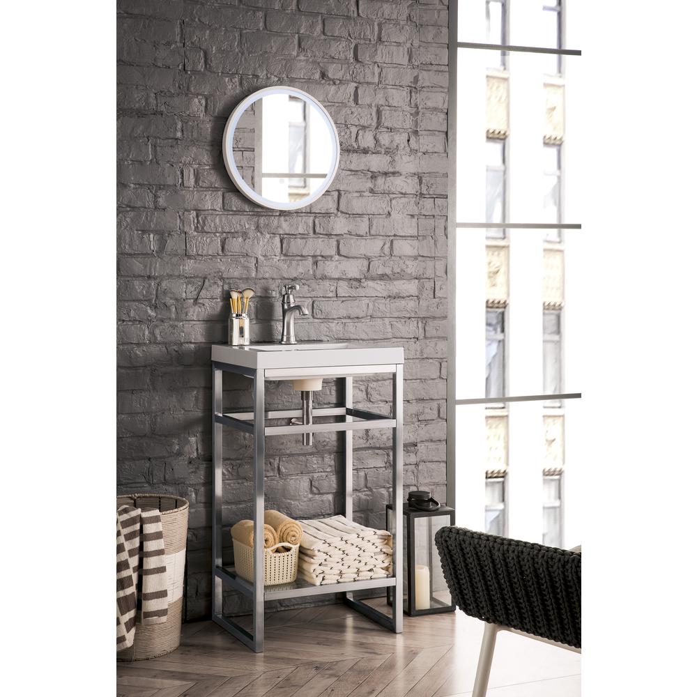 20" Stainless Steel Sink Console, Brushed Nickel Composite Countertop. Picture 3