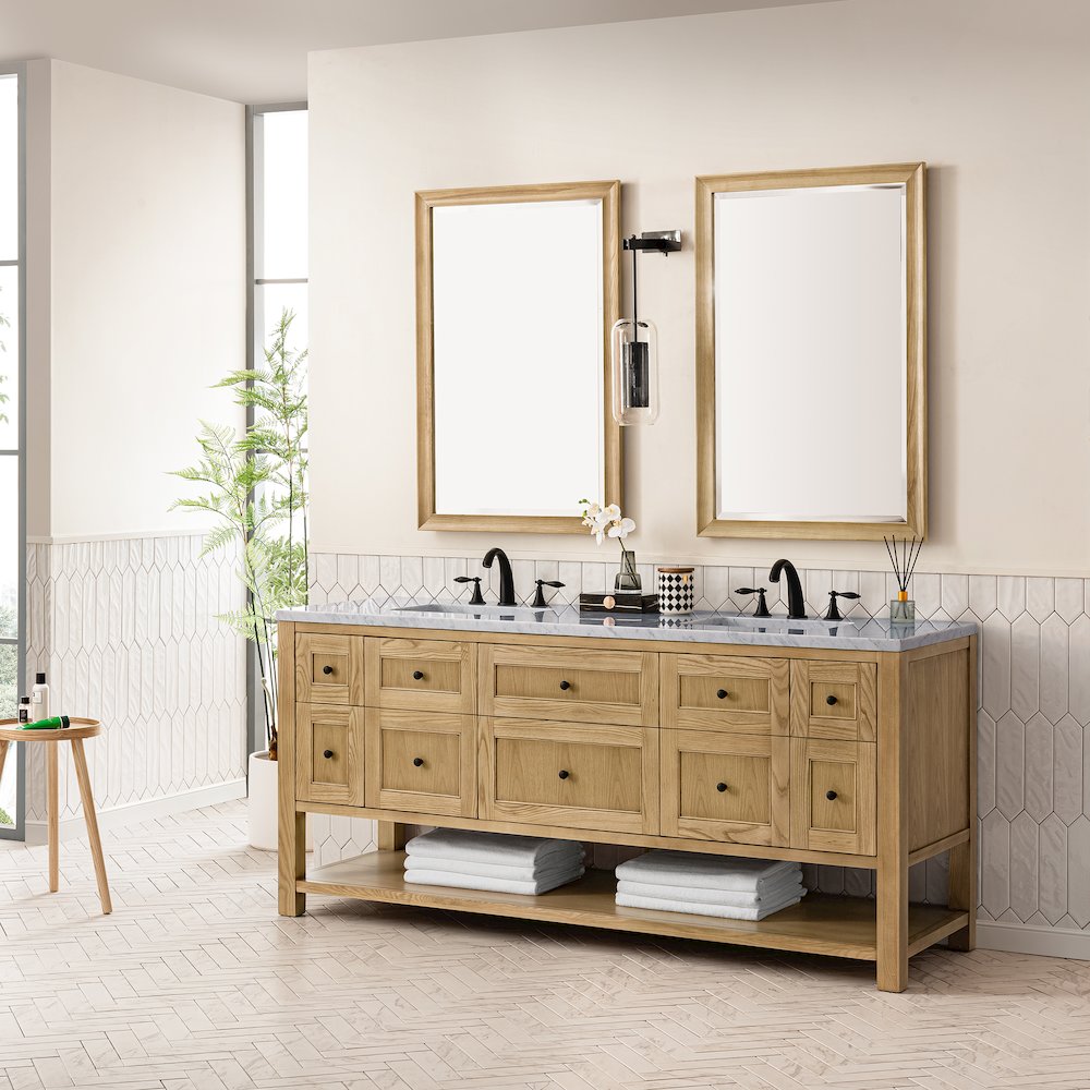 72" Double Vanity Base Only, Light Natural Oak. Picture 3