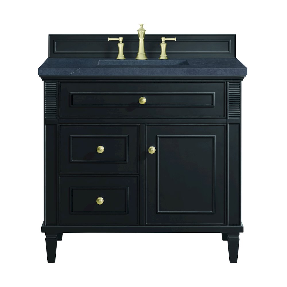 36" Single Vanity, Black Onyx w/ 3 CM Charcoal Soapstone Quartz Top. Picture 1