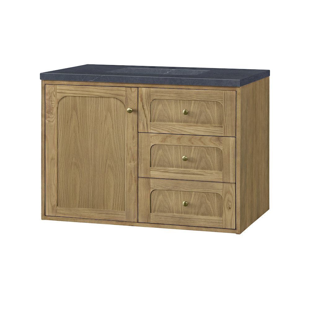 36" Single Vanity, Light Natural Oak w/ 3 CM Charcoal Soapstone Top. Picture 10