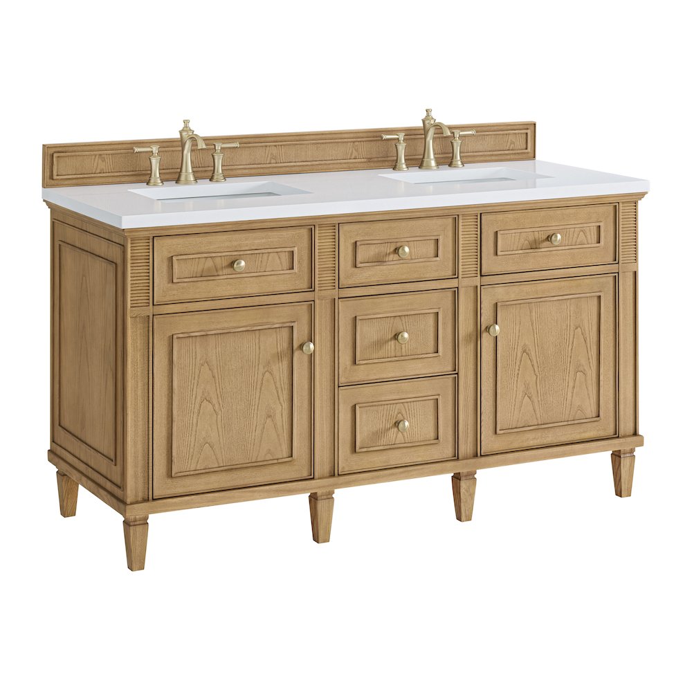 60" Double Vanity, Light Natural Oak. Picture 9