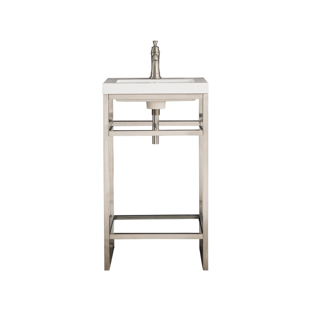 20" Stainless Steel Sink Console, Brushed Nickel Composite Countertop. Picture 1