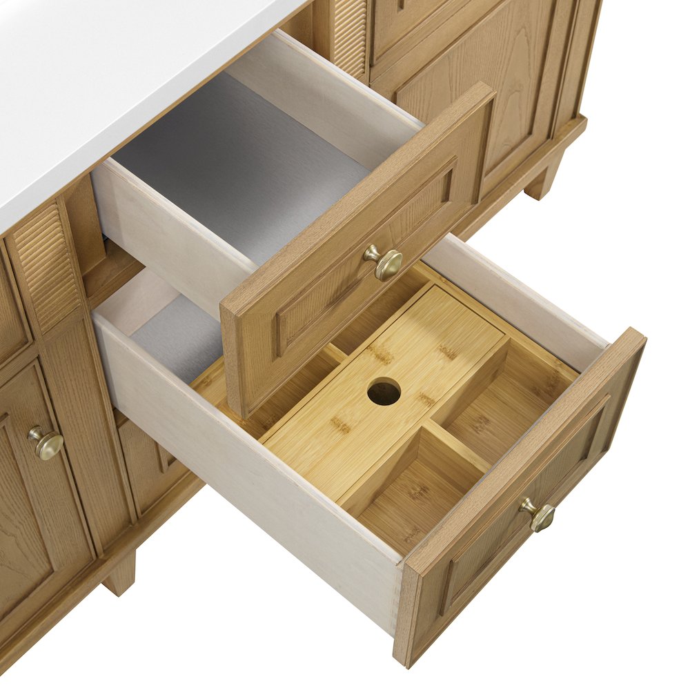 60" Double Vanity, Light Natural Oak. Picture 11