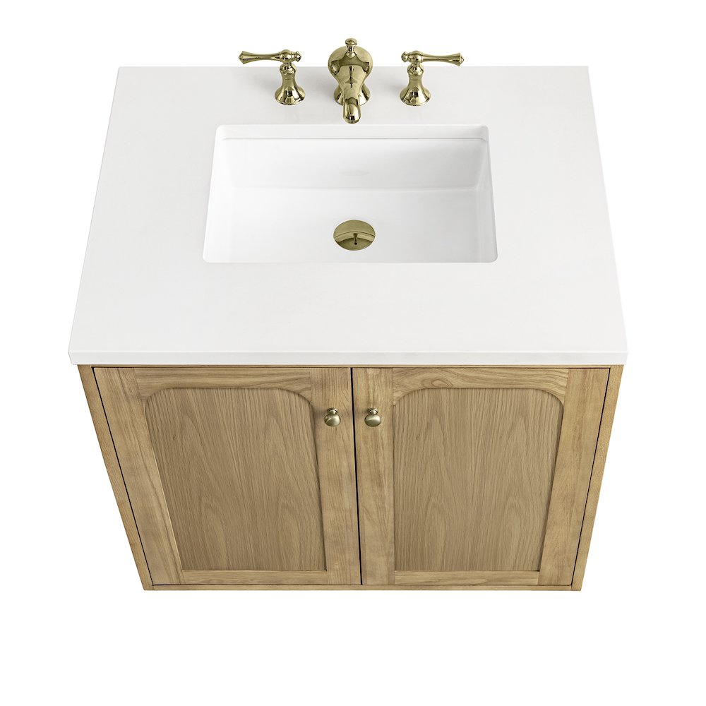 30" Single Vanity, Light Natural Oak w/ 3 CM White Zeus Top. Picture 12
