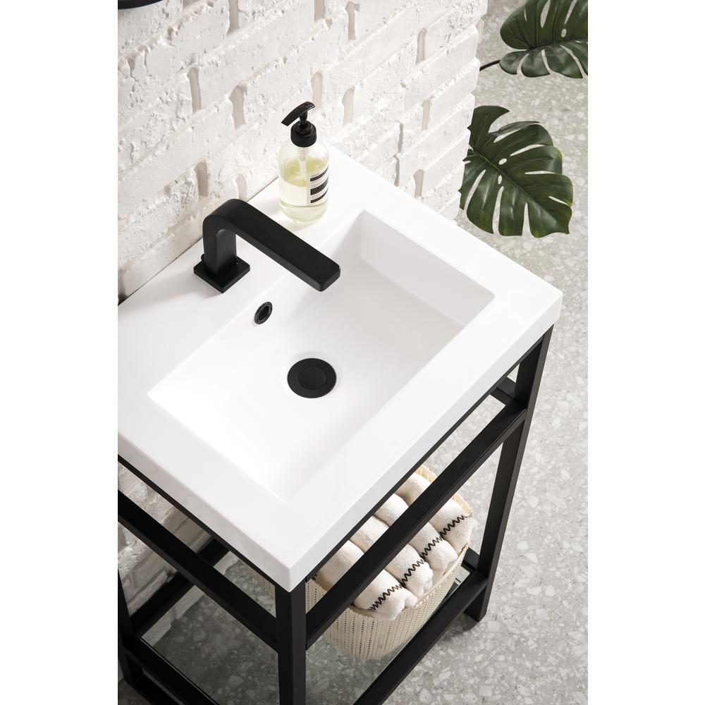 20" Stainless Steel Sink Console, Matte Black Composite Countertop. Picture 4