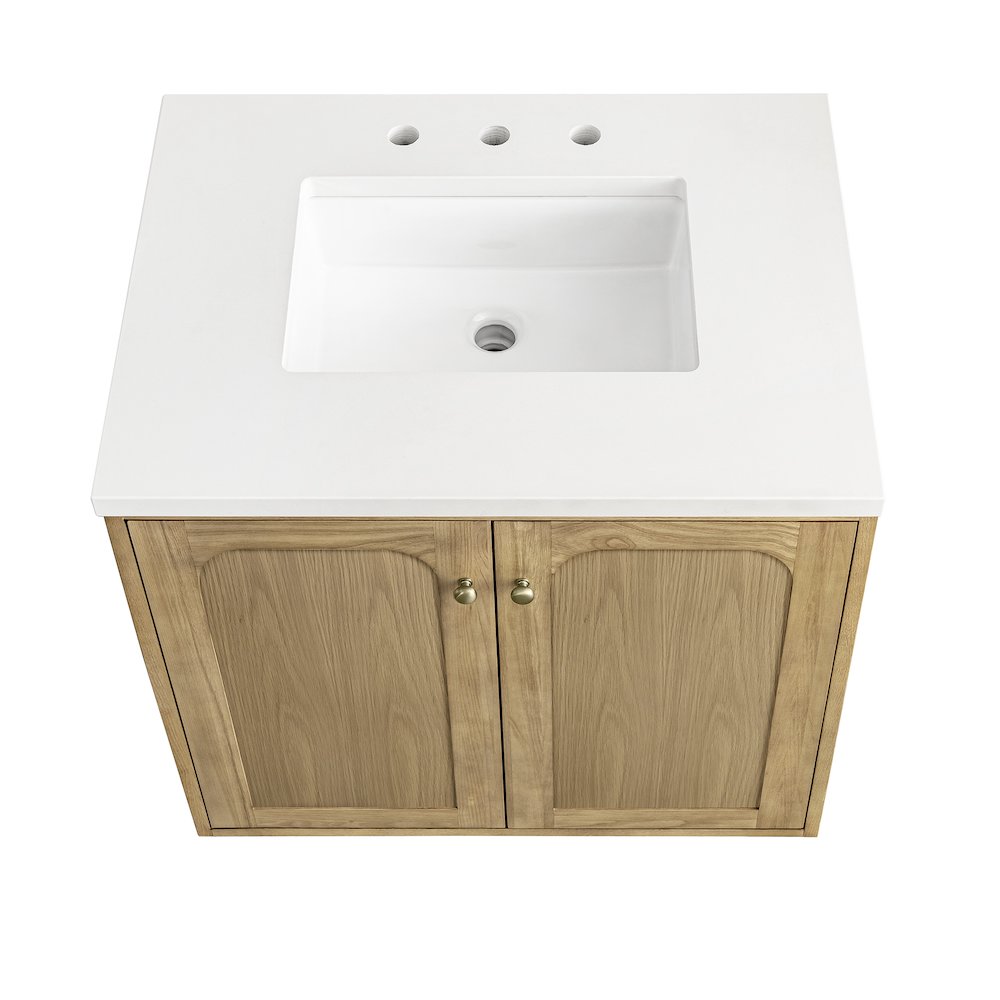 30" Single Vanity, Light Natural Oak w/ 3 CM White Zeus Top. Picture 13