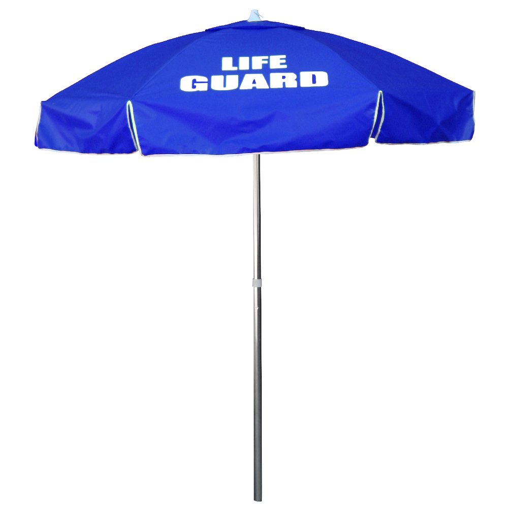 6' Vinyl Umbrella with LIFE GUARD Logo, Royal Blue. Picture 1