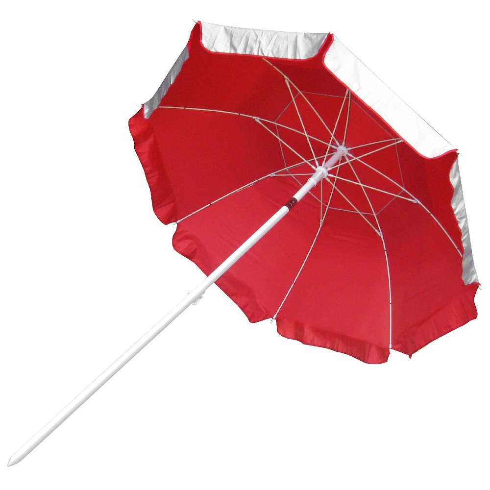 5.5' Wind Umbrella with LIFE GUARD Logo, Silver /Red. Picture 10