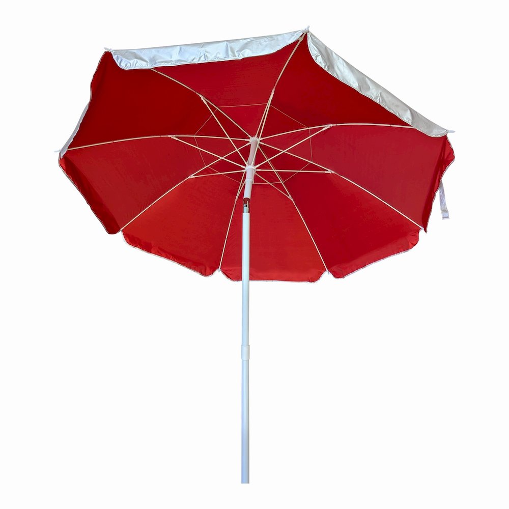 5.5' Wind Umbrella with LIFE GUARD Logo, Silver /Red. Picture 4
