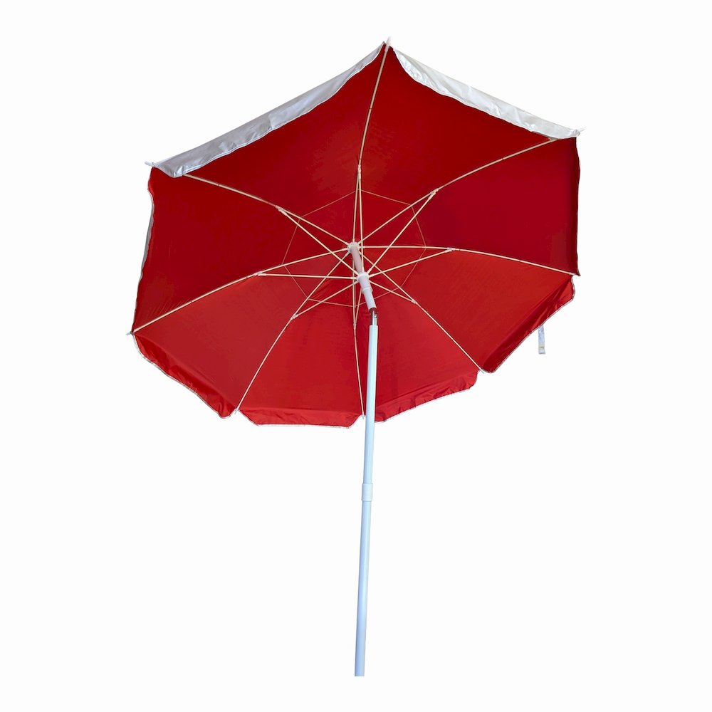5.5' Wind Umbrella with LIFE GUARD Logo, Silver /Red. Picture 3