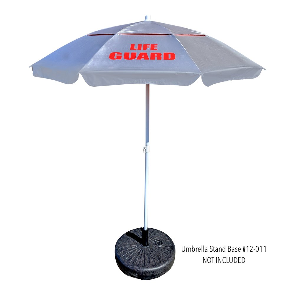 5.5' Wind Umbrella with LIFE GUARD Logo, Silver /Red. Picture 8
