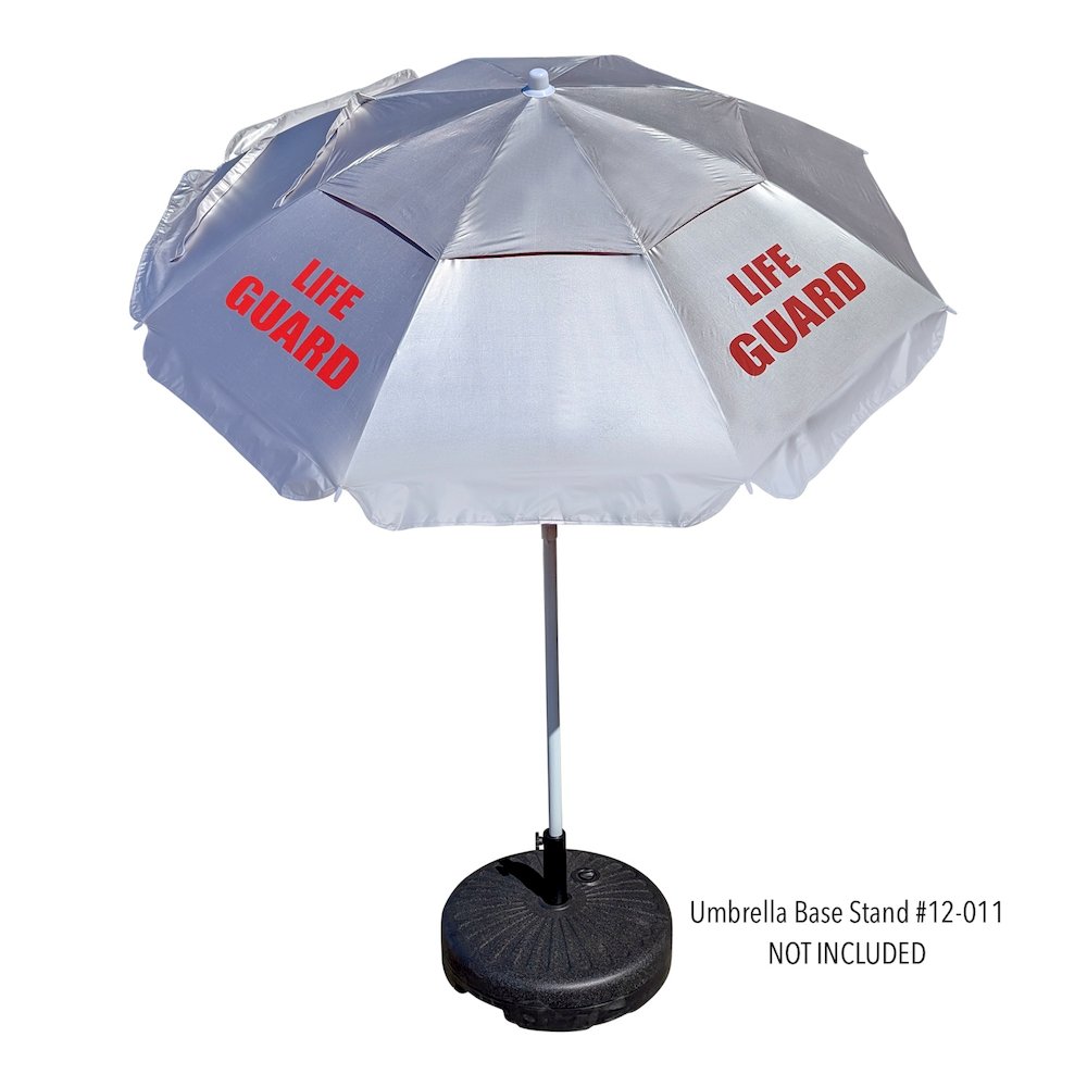 5.5' Wind Umbrella with LIFE GUARD Logo, Silver /Red. Picture 6