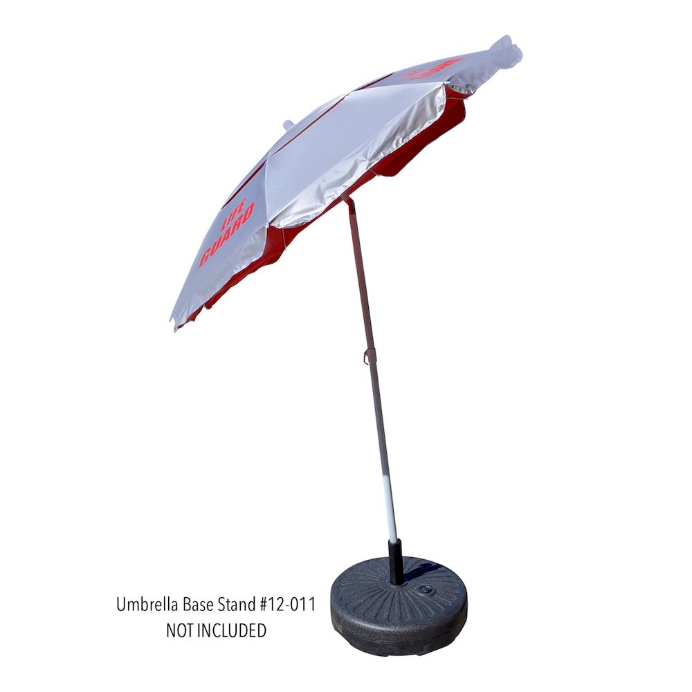 5.5' Wind Umbrella with LIFE GUARD Logo, Silver /Red. Picture 5