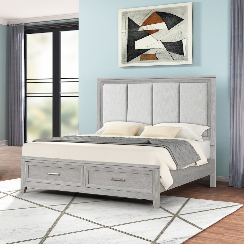 Fiona Wood King Storage Bed in Mist Gray. Picture 2