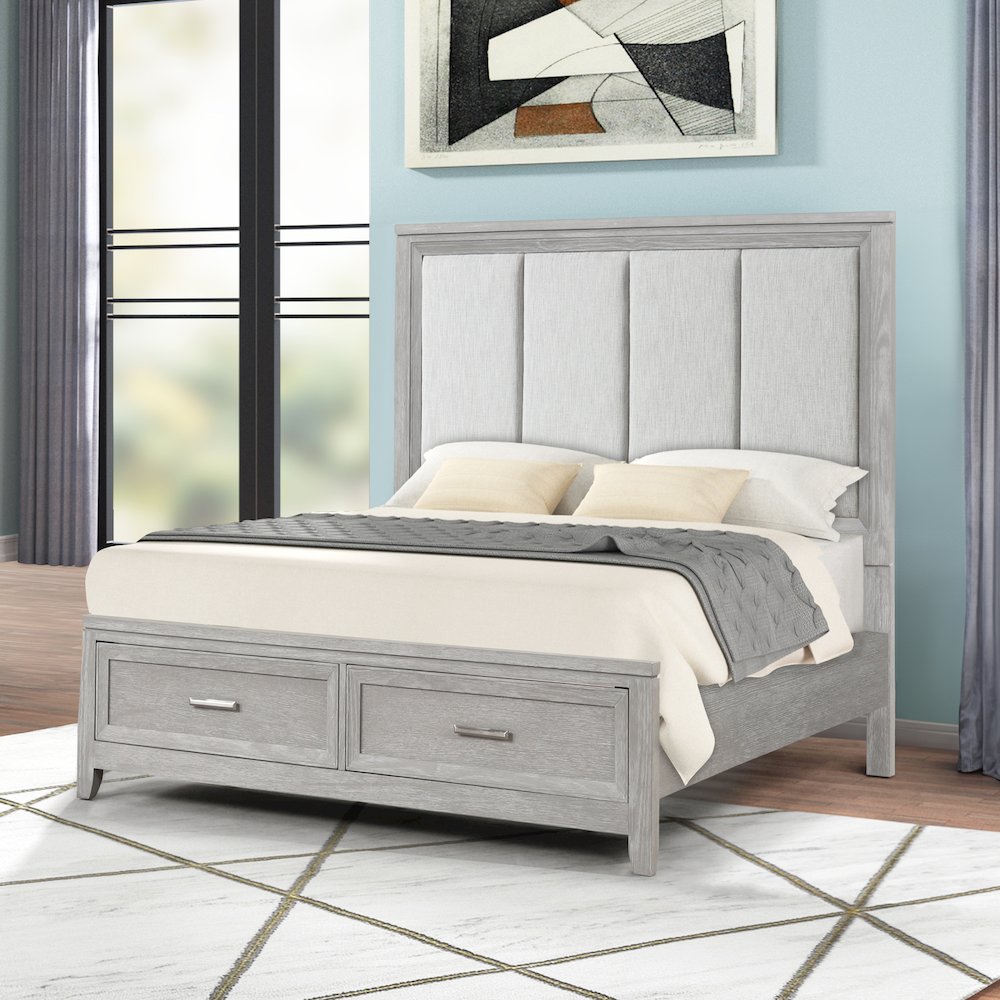 Fiona Wood Queen Storage Bed in Mist Gray. Picture 2