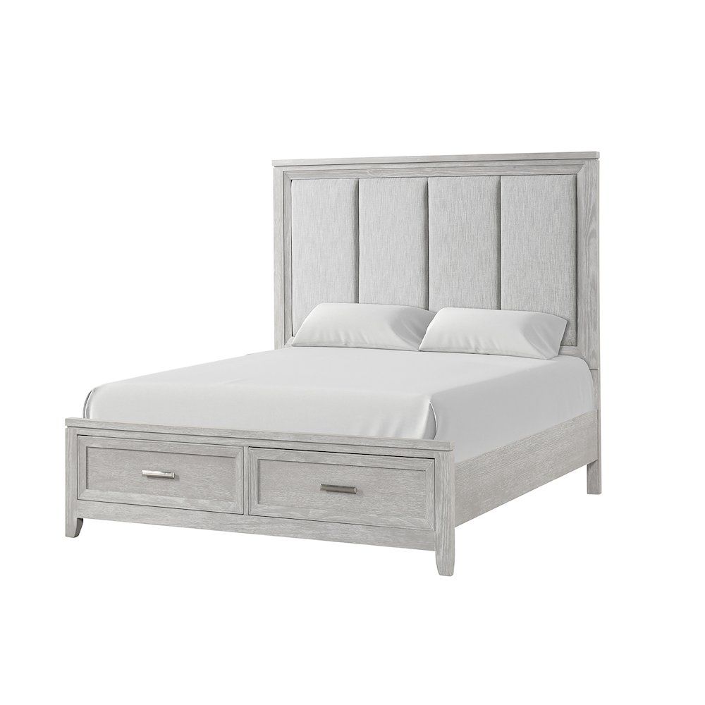 Fiona Wood Queen Storage Bed in Mist Gray. Picture 1
