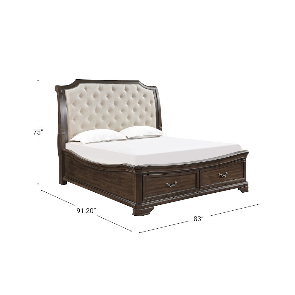 Lyndhurst Wood King Upholstered Bed in Walnut. Picture 9