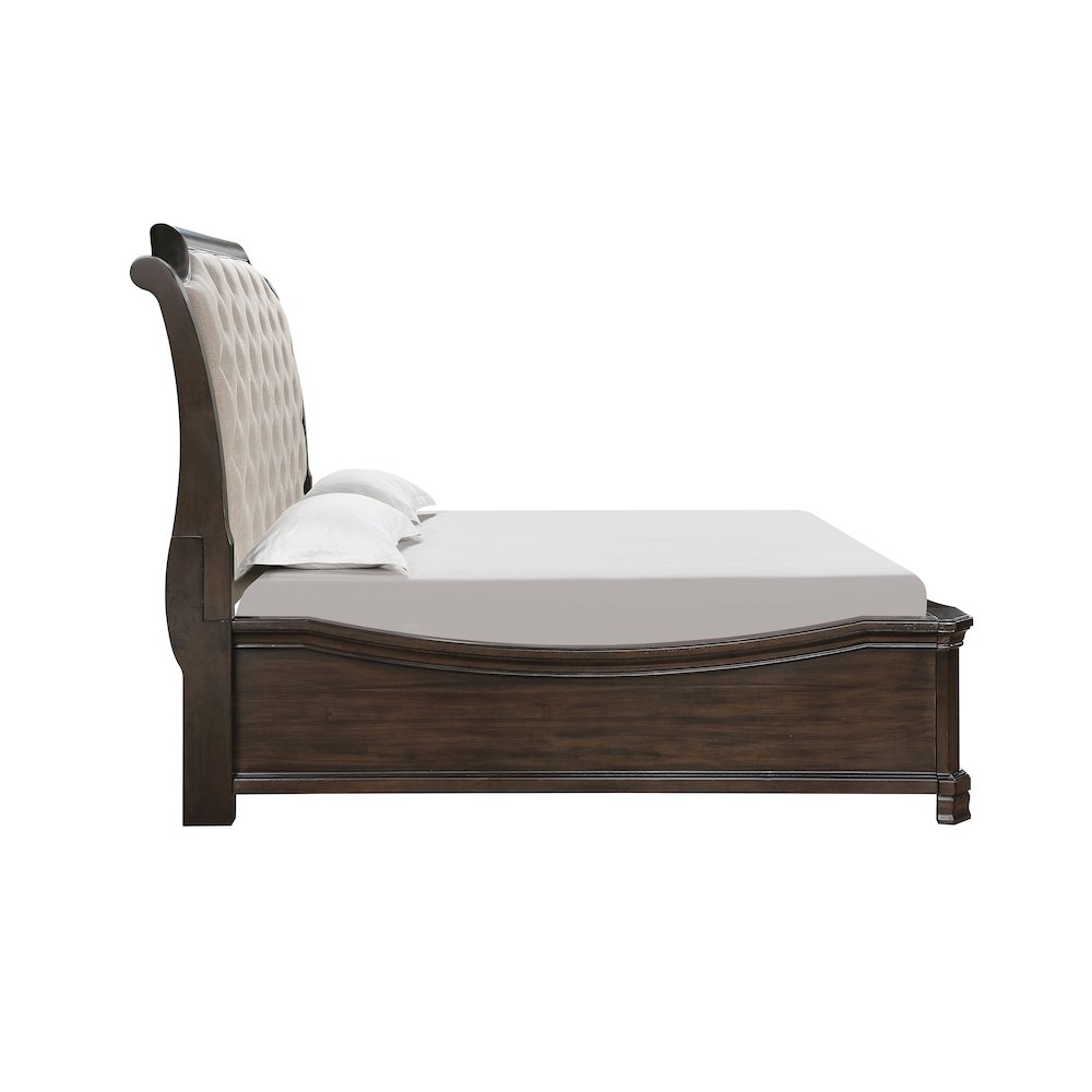Lyndhurst Wood King Upholstered Bed in Walnut. Picture 7