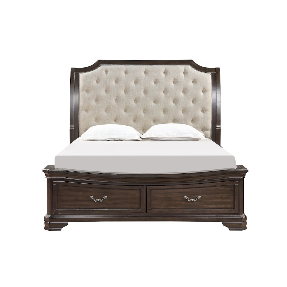 Lyndhurst Wood California King Upholstered Bed in Walnut. Picture 3