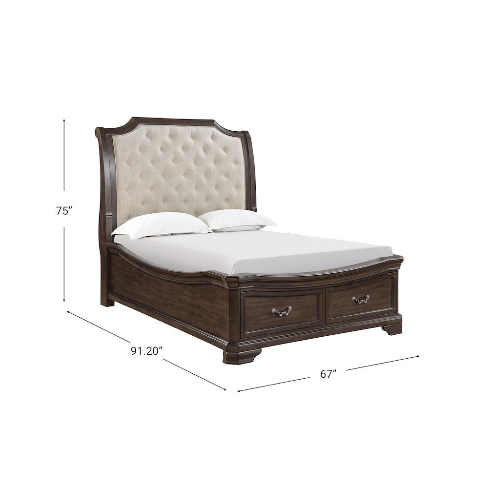 Lyndhurst Wood Queen Upholstered Bed in Walnut. Picture 9