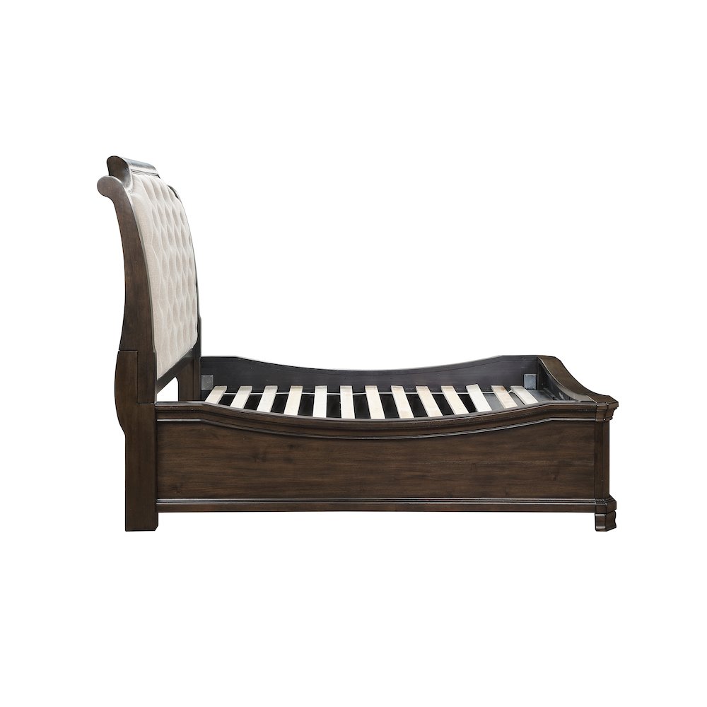 Lyndhurst Wood Queen Upholstered Bed in Walnut. Picture 4