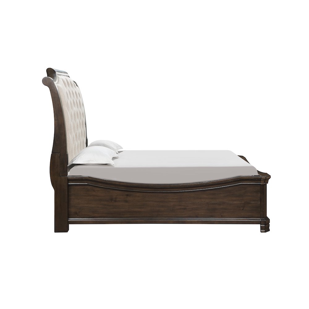 Lyndhurst Wood Queen Upholstered Bed in Walnut. Picture 7