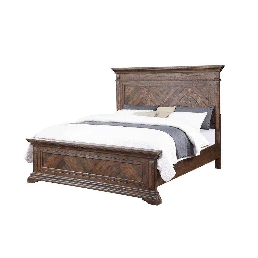 Solid Wood King Size Bed Frame – Wooden Bed Frame King in Walnut Finish. Picture 1