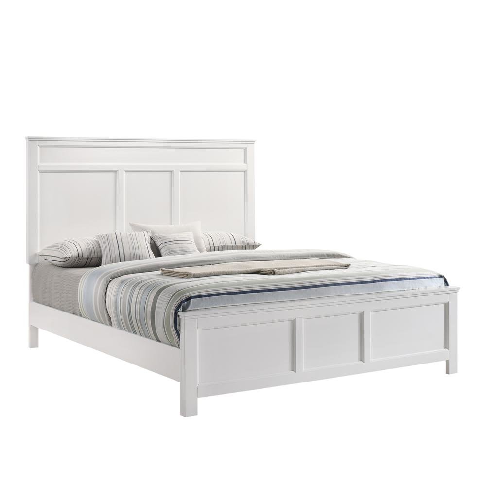Solid Wood Bed Frame Queen Size, White Wooden Queen Bed Frame with Headboard. Picture 1