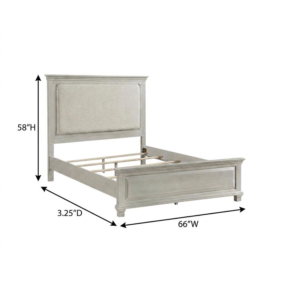 Polyester-Upholstered Queen Panel Bed Frame with Headboard and Footboard, Gray. Picture 5