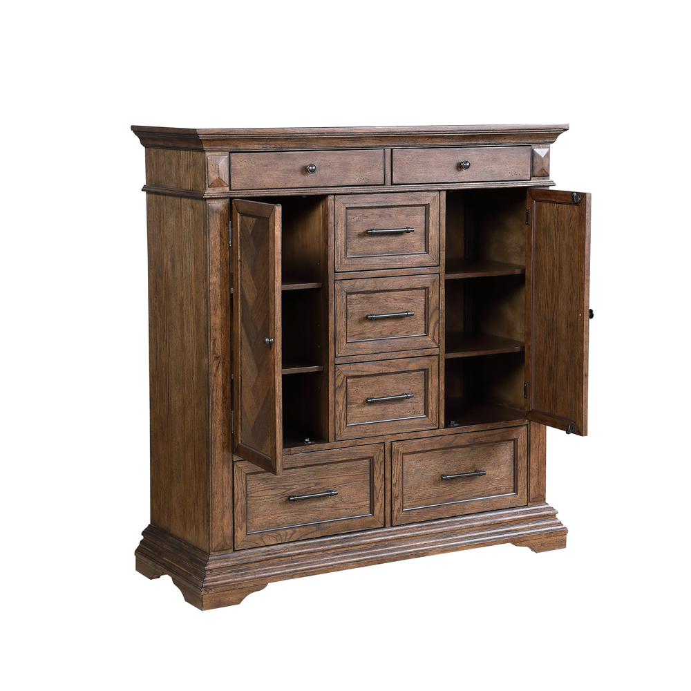 Furniture Mar Vista Solid Wood 6-Drawer Door Chest in Brushed Walnut. Picture 3