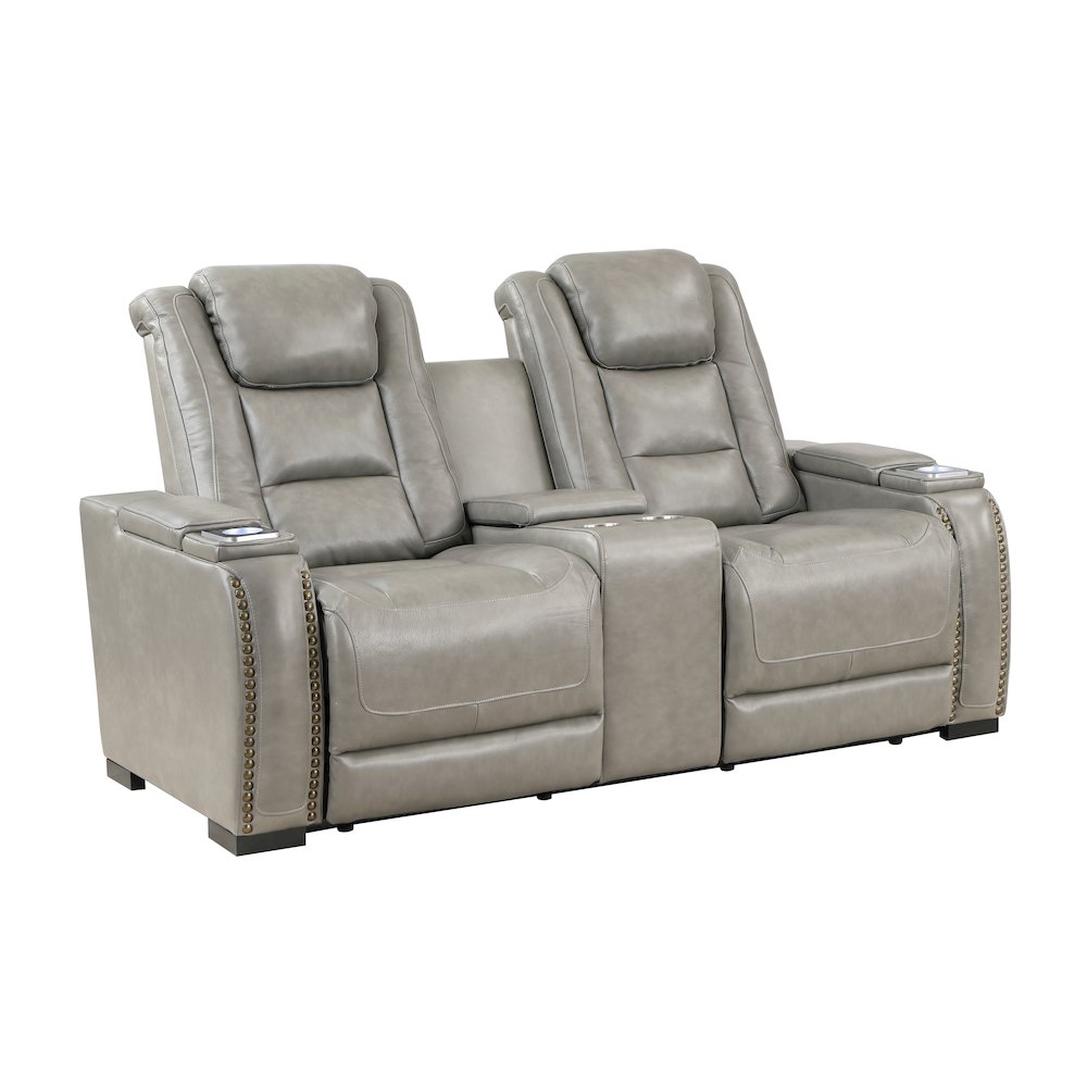 Breckenridge Console Loveseat W/ Pwr Fr & Hr-Lt Gray. Picture 1