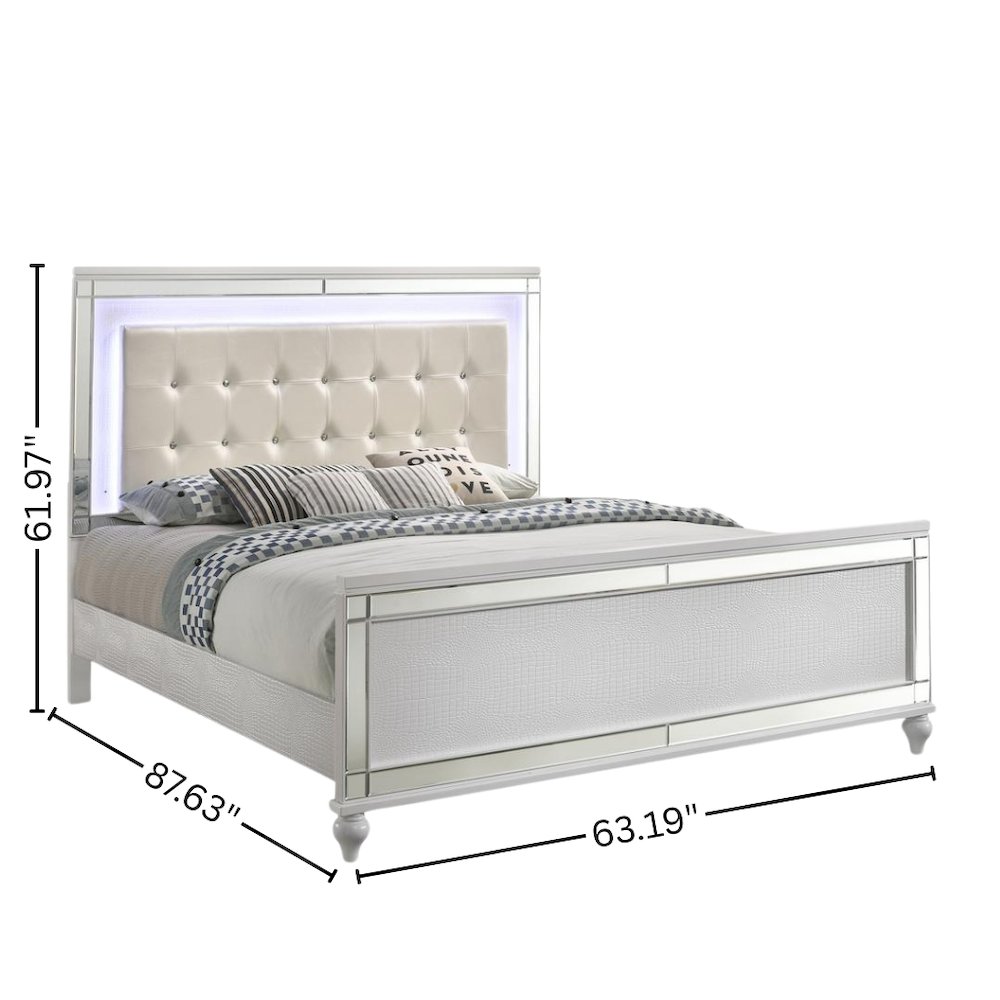White Queen Bedframe – Solid Wood LED Bed Frame Queen with Headboard. Picture 9